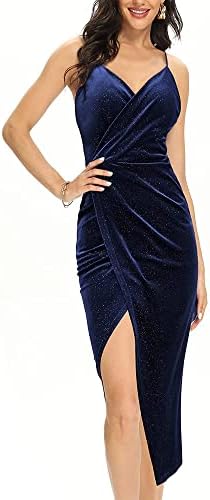 amazon blue velvet dress Elegant Royal Blue Long Mermaid Sweetheart Slit Velvet Prom Dress With