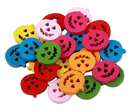 Yevison DIY Sewing Scrapbooking Craft Colorful Halloween pumpkin Flatback Wooden Buttons Approx. 50pcs Durable and Useful
