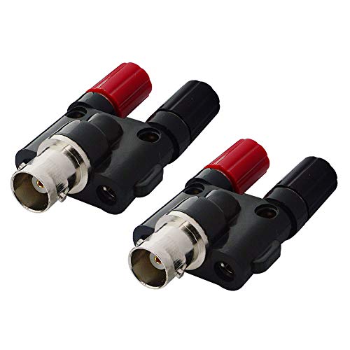 BNC Female to Dual Banana Female Socket Binding Post RF Coax Splitter Adapter Connector Pack of 2 - Thumbnail 5