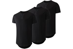 Dokotoo Men Mens 3 Pack Crewneck T-Shirts Short Sleeve Hipster Hip Hop Longline Classic Tee Tops