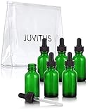 Green Glass Boston Round Bottle with Black Dropper