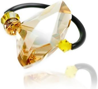 Womens Jewelry Ring, Adjustable Size, Single Topaz Cut Swiss Crystal Elements Jewel, 14K Gold Finish Timeless Costume Jewellery, Gift Idea Under £5 for Christmas, Anniversary Janeo Jewels