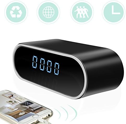 Camakt WiFi HD 1080P Clock Hidden Alarm Camera Nanny Spy Cam Motion Detection Real-time Home Surveillance Night Vision View Loop Recording Support IOS/Android