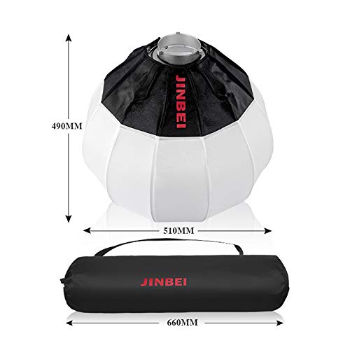 JINBEI Lantern Softbox 20in (51cm) Globe - Collapsible Globe Softbox with Bowens Speedring or Speedlite Studio Strobe Flash Light Portrait Photo