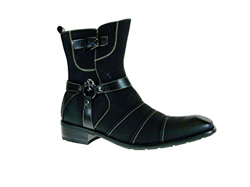 Delli Aldo Men's 811-Black Cross Buckle Calf High Boots