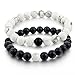Distance Bracelets for Lovers-2pcs Black Matte Agate & White Howlite 8mm Beads By Long Way