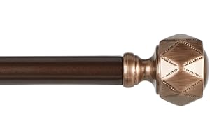 EXCLUSIVE HOME CURTAINS Exclusive Home Regal 1" Window Curtain Rod and Finial Set, Adjustable 36"-72", Bronze