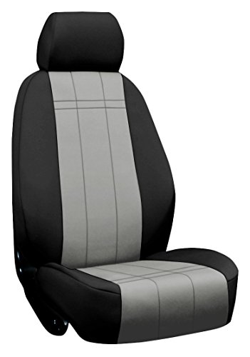 ShearComfort Custom Neoprene-Style Seat Covers for Ford Econoline E Series Vans (2008-2014) Rear Seat Set, Black w/ Silver for Solid Bench w/ Seatbelt in Backrest (2nd Row w/o Outer Arm)