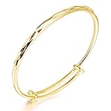 Girl Era 18K Yellow Gold-Filled Adjustable Polished Bangle Bracelet For Womens