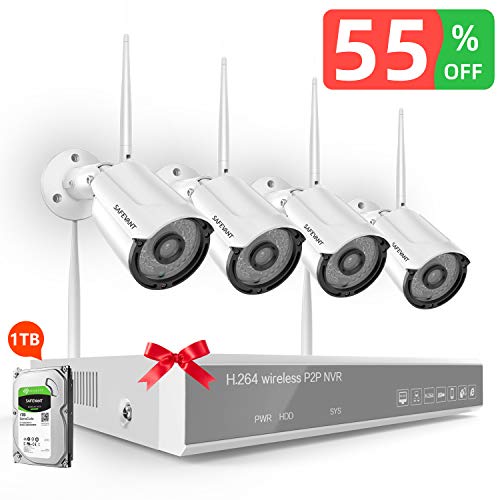 [2020 New] Wireless Security Camera System with 1TB Hard Drive,SAFEVANT 8 Channel 1080P Video Security Systems 4pcs 960P Indoor Outdoor Home Surveillance Cameras with Night Vision Motion Detection