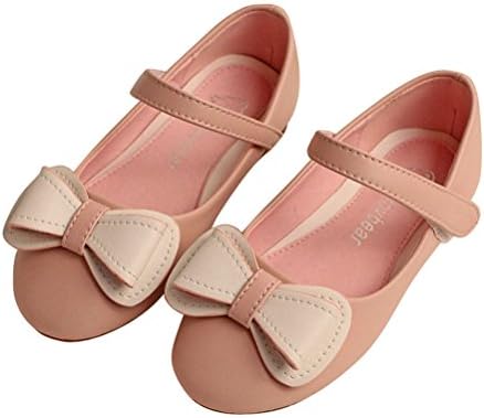 WHENOW Little Girls Mary Jane Casual Slip On Flat Balerina Flower Girl Shoes Pink 9.5 M US Toddler