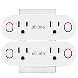 WiFi Smart Plug Socket Works with Alexa Echo/Google Home/IFTTT, Slitinto Dual Mini Smart Outlets with Remote Control Individually, Energy Monitoring and Timer, No Hub Required, ETL Listed-2 Pack