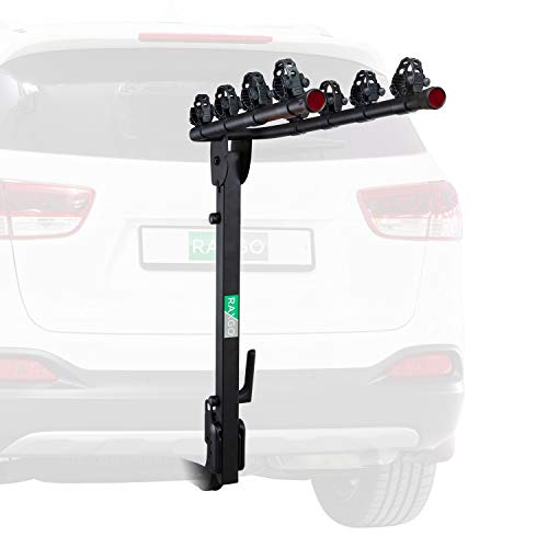 Premium Hitch Mounted 4 - Bike Rack Carrier, Sturdy Bicycle Swing Away Rack - Fits 2" Receiver - Foldable Design, Tilt Handle for Extra Convenience - Transports Up to 132 Lbs. - Easy Assembly