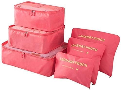Shreeji Ethnic Waterproof Rust Proof Zipper Perfect Travel Luggage Organizer Laundry Bags - Set of 6