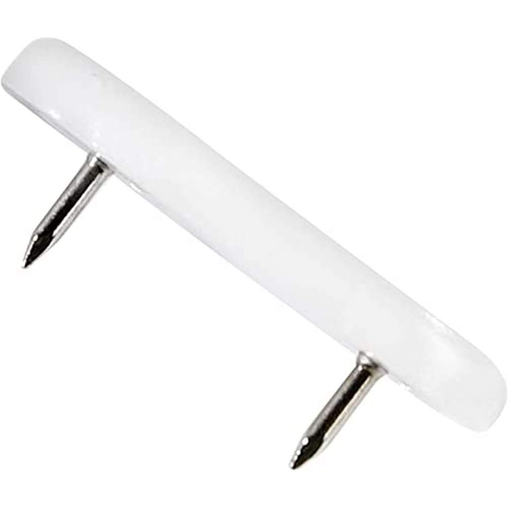 Adsamm® / 32 x Glides in plastic with nail | 0,71'' x 1,73'' (18x44 mm) | white | angular | Premium quality furniture sliders with nail by Adsamm®