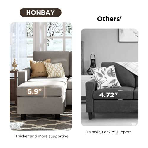 HONBAY Convertible Sectional Sofa, L Shaped Couch with Linen Fabric, Reversible Sectional Sofa