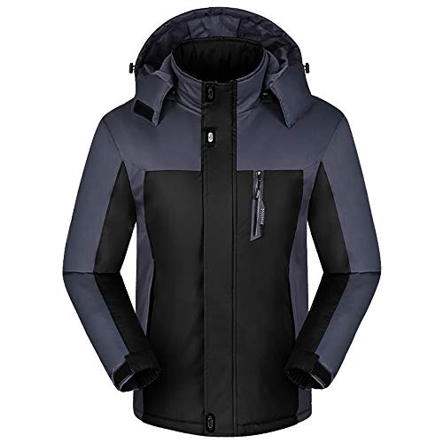 GOVOW Warm Hooded Jacket for Men Winter Long Sleeve Zip Thick Fleece Coat Outwear Wind Jacket(US:18/CN:XXXXL,Black) - Thumbnail 3
