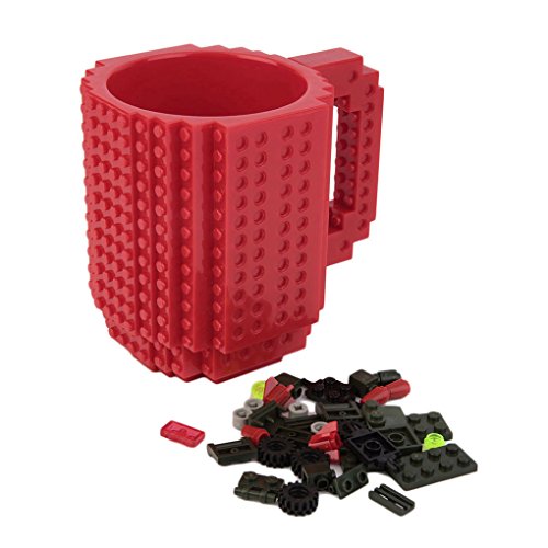 Mcgreen Red 350 ml Build-On Brick Mug DIY Bulding Blocks Coffee Mugs Drinkware Cup