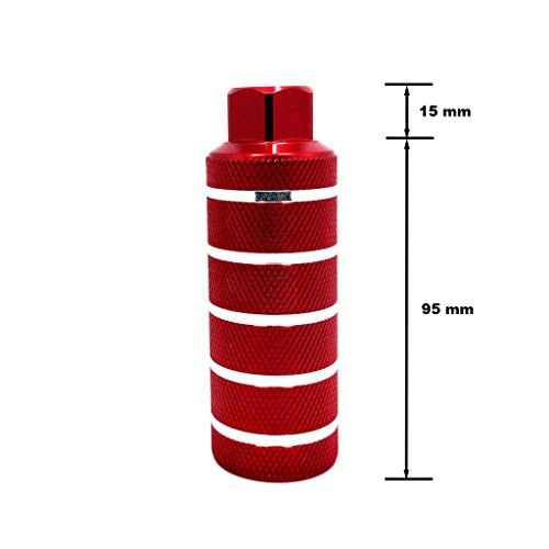 Mantain Bike Pegs, 4.3"Length Aluminum Alloy Cylinder Anti-Skid Straight Lines Fit 3/8 inch Axles One Pair (Red)