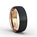 Duke Collections 8mm Black Rose Gold Tungsten Rings for Men Durable Matte Brushed Finish Dome Surface Two Tone Tungsten Carbide Ring Mens Wedding Band Comfort Fit(12)