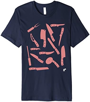 Mens Knife Set by Cooking Clothes | Chef Culinary Cook T-Shirt Large Navy
