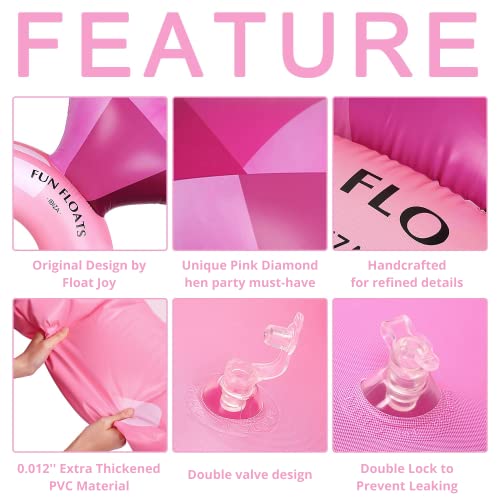 Float Joy Inflatable Pink Diamond Engagement Ring Pool Float Tube Bachelorette Party