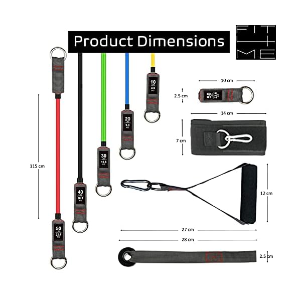 FIT4ME-Resistance-Bands-Set-12-pcs-5-HEAVY-DUTY-Latex-Fitness-Tubes-150LB-Foam-Handles-Padded-Ankle-Straps-Door-Anchor-Exercise-Bands-for-Men-Women-Home-Workout-Home-Gym-Strength-Yoga-Pilates-Physio FIT 4 ME Resistance Bands Set 12 pcs 5 HEAVY DUTY Latex Fitness Tubes 150LB Foam Handles Padded Ankle Straps Door Anchor…