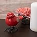 Drew Derose Glossy Red Bird On Metal Feet 4 x 4 Ceramic Collectible Figurine