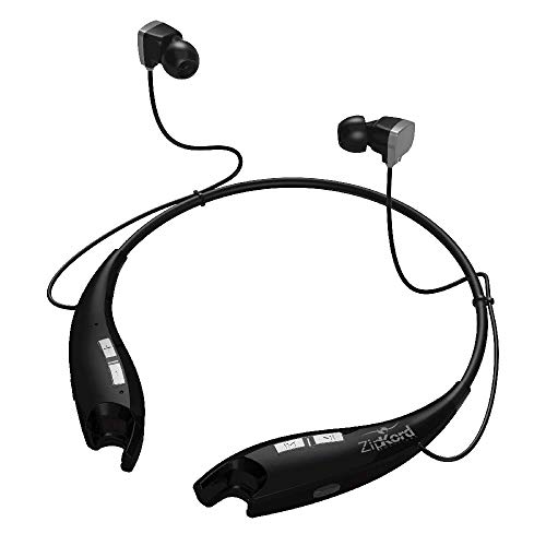 ZipKord Soundz Pro - Premium - Bluetooth Neck Wrap Stereo Headset - Black - Magnetic Earbuds - CVC 6.0 Noise-Reduction - Lightweight Design