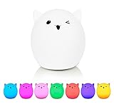 Mystery 3-Modes Silicone Soft LED Multicolor Pig Baby Night Light, USB Rechargeable Children Night lamp with Warm White, Single Color, 7-Color Breathing Modes for Kids Adults Bedroom Decoration (B)