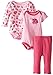 BON BEBE Baby Girls' Ladybug Double Bodysuit Set with Leggings, Lady Bug Pink, 6-9 Months