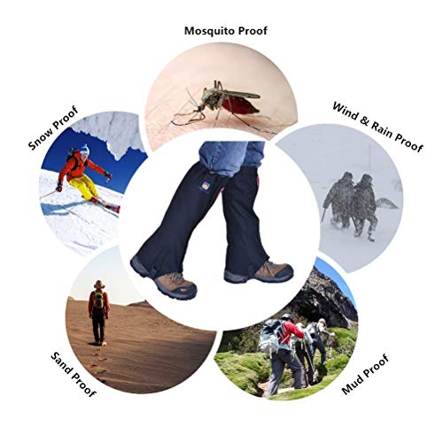 Winis Outdoor Hiking Camping Mountain Climbing Leg Gaiters, Oxford Polyester Waterproof Dustproof Antiwater Leg Cover, Breathable Anti-bite Leg Protection Guard Snake Guard Shields (Black) - Thumbnail 2