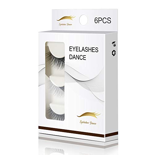 Eyelashes Dance, 3D False Eyelashes Hand-made Luxury Fashion Fake Lashes Black Nature Fluffy Long Soft Reusable, 6 Pair 2 Styles, With Free EyeLash Tweezers (02&36)