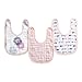 aden by aden + anais Snap Bib, 100% Cotton Muslin, Soft Absorbent 3 Layers, Adjustable, 9” X 13”, 3 Pack, Pretty Pink