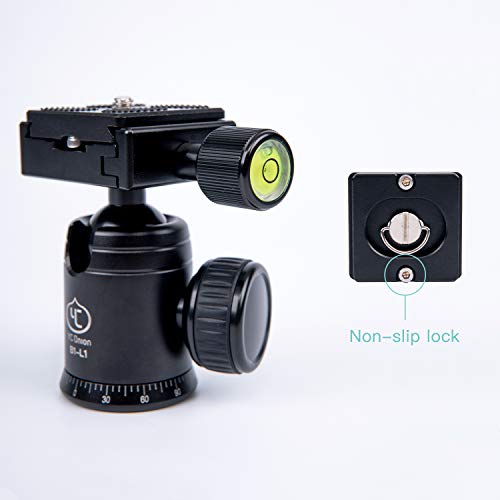 YC Onion B1L1 Pro Ball Head with Quick Release Bubble Level 360 Degree Pan 1/4" & 3/8" Screw Base Mount 90 Degree Articulating for Camera Tripod DSLR Monopod Slider Camcorder (B1L1) - Thumbnail 4