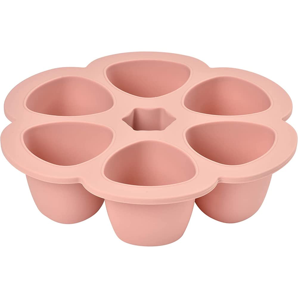 Béaba Silicone Multi-Containers, Premium-Quality for Baby, Extreme Heat Resistance, Oven and Microwave, 6 Separate Sections, Airtight Lid, Made in Italy - 6x150 ml - Pink