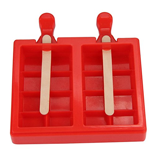 Botrong Eco-Friendly Ice Cream Tools Popsicle Mold Ice Trays Lattice Silicone Ice Maker (Red)