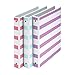 Samsill Stripes Fashion Design 3 Ring Binders, 1 Inch Round Ring - Holds 225 Sheets, Assorted Colors - Purple, Pink, Turquoise - 3 Pack