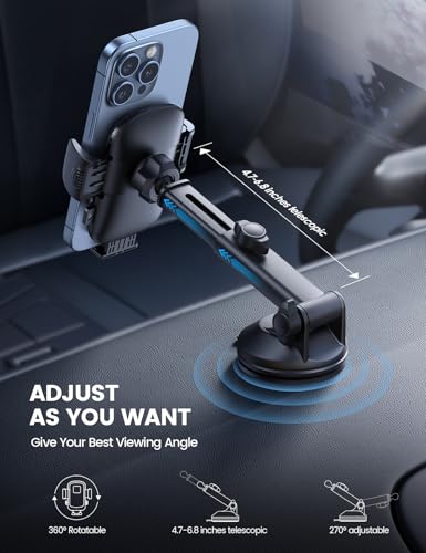 Lamicall Phone Mount for Car [3-in-1 Military-Grade Suction Cup] 360° Rotation Phone Holders for Your Car [Metal Hook] Cell Phone Car Mount Dashboard Vent Windshield All Smartphone LeatherGrain