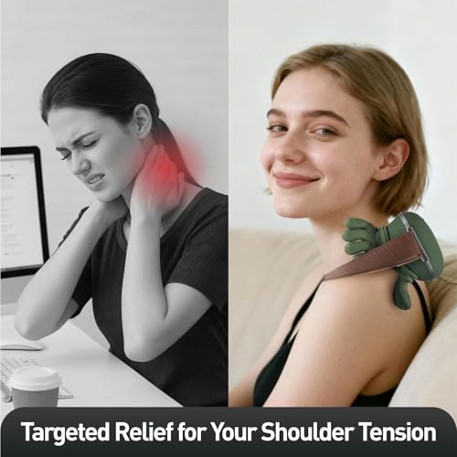 Neck and Shoulder Massager with Heat, Electric Shiatsu-Style Massage | Cordless Wearable Design – Use 5V/2A Standard USB Charger Only