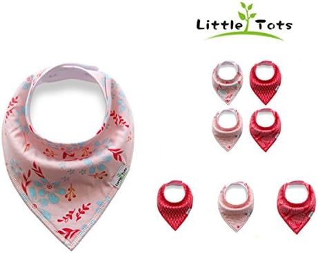 Baby Bandana Drool Bibs By Little tots, Unisex 4-Pack Absorbent Organic Cotton, Cute Baby Gift for Boys &amp; Girls