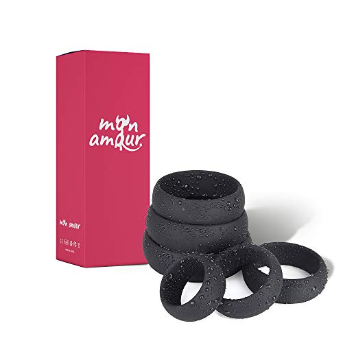 MON AMOUR Anneau de Pénis - Ring - Sextoys Homme Masculin Couple - Lot de 6 (Diamètre Différents) - Silicone Médical - Cockring - Augmente l’Érection - Retarde l’Ejaculation Orgasme - Qualité Premium