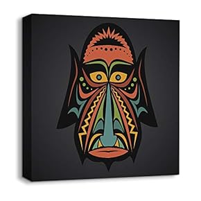 Canvas Wall Art African Culture Pattern Painting Artwork for Home Prints Framed - 12x12 inches