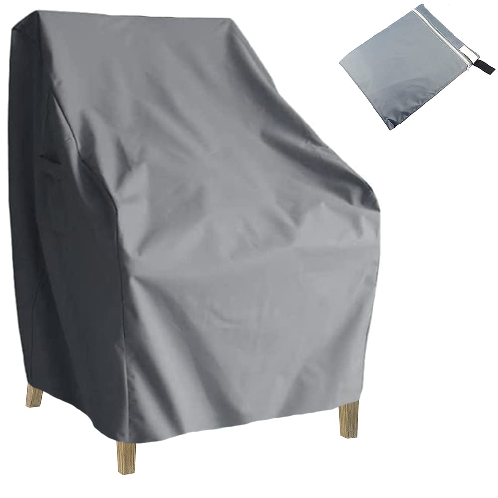 Patio Chair Cover Grey Skyour Outdoor Waterproof Heavy Duty Single Lounge Deep Chair Sofa Furniture Protector High Back Chairs Covers for Backyard Veranda Lawn Garden (1)