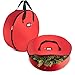 ZOBER Christmas Wreath Storage Container - 30 Inch, Waterproof Wreath Box - Dual Zippers, Durable Handles, & Card Slot - Holiday and Seasonal Wreath Storage Boxes - 2 Pk