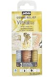 PÉBÉO Vitrea 160 Acrylfarbe – 3 Tuben à 20 Ml, Relief Glänzend Gold. Hitzebeständig Bis 160°C, Für Glas & Keramik.