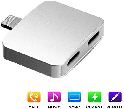 Double Lightning Adapter&amp; Splitter,[Square Series] LEOGEO Dual Lightning Audio and Charge Adapter for iphone 7/7plus,Supprot Phone Call ,Music control and Charge (silver)