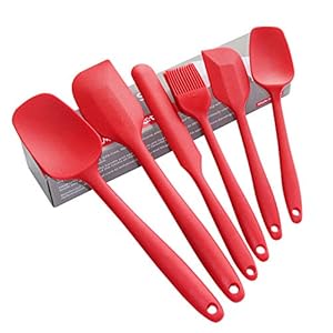 Juego de espátulas de silicona, utensilios para cocinar, hornear, mezclar y utensilios de cocina antiadherentes, sin BPA, aptos para lavavajillas.(Red)
