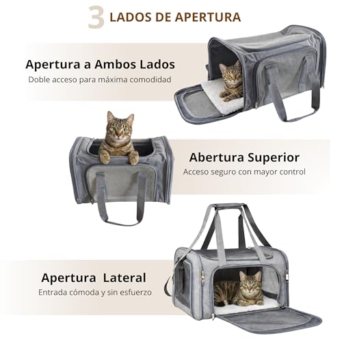 PAW PANACHE - Airplane friendly cat carrier - Soft and foldable bag up to 8 kg with handle and strap - ideal for travel and car