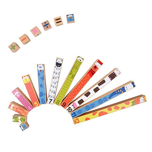 BOHS Wood Rainbow Montessori Number Rods - Visual Math Concepts - Counting,Addition,Subtraction ,Fraction - Preschool Learning Manipulative Toys (2CM-24CM)- Ages 3 & Up
